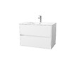 AURLANE - Pack Meuble Salle de Bains 80 cm Laqué Blanc, 2 tiroirs avec Vasque Céramique - XENOS - vignette