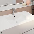 AURLANE - Pack Meuble Salle de Bains 80 cm Laqué Blanc, 2 tiroirs avec Vasque Céramique - XENOS - vignette