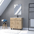 AURLANE - Meuble salle de bain 80x80 -Finition chene naturel + vasque blanche + miroir Led- TIMBER 80 - Pack27 - vignette