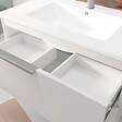 AURLANE - Meuble de Salle de Bains 80cm Suspendu Blanc 2 Tiroirs - Vasque Blanche - ELEMENTARY - vignette
