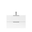 AURLANE - Meuble de Salle de Bains 80cm Suspendu Blanc 2 Tiroirs - Vasque Blanche - ELEMENTARY - vignette