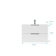 AURLANE - Meuble de Salle de Bains 80cm Suspendu Blanc 2 Tiroirs - Vasque Blanche - ELEMENTARY - vignette