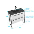 AURLANE - Meuble de salle de bain 80x50cm Blanc - 2 tiroirs blanc - vasque resine noire effet pierre - vignette
