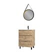 AURLANE - Pack Meuble SDB 60cm sur pieds 3 tiroirs Chene_Vasque blanche + Miroir Barber - TIMBER 60 - vignette