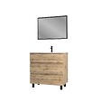 AURLANE - Meuble salle de bain 80x60 - Finition chene naturel + vasque blanche + miroir - TIMBER 80 - Pack 45 - vignette