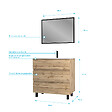 AURLANE - Meuble salle de bain 80x60 - Finition chene naturel + vasque blanche + miroir - TIMBER 80 - Pack 45 - vignette