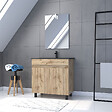 AURLANE - Pack Meuble SDB 80cm sur pieds 2 portes Chene_Vasque noire + Miroir Led - TIMBER 80_Pack23 - vignette