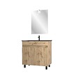 AURLANE - Pack Meuble SDB 80cm sur pieds 2 portes Chene_Vasque noire + Miroir Led - TIMBER 80_Pack23 - vignette