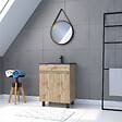AURLANE - Pack Meuble SDB 60cm sur pieds 2 portes Chene_Vasque noire + Miroir Barber - TIMBER 60_Pack20 - vignette