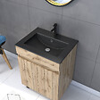 AURLANE - Pack Meuble SDB 60cm sur pieds 2 portes Chene_Vasque noire + Miroir Barber - TIMBER 60_Pack20 - vignette