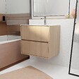 AURLANE - Pack Meuble Salle de Bains 60 cm Chêne Clair, 2 tiroirs avec Vasque Céramique - XENOS - vignette