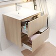AURLANE - Pack Meuble Salle de Bains 60 cm Chêne Clair, 2 tiroirs avec Vasque Céramique - XENOS - vignette