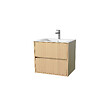AURLANE - Pack Meuble Salle de Bains 60 cm Chêne Clair, 2 tiroirs avec Vasque Céramique - XENOS - vignette