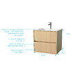 AURLANE - Pack Meuble Salle de Bains 60 cm Chêne Clair, 2 tiroirs avec Vasque Céramique - XENOS - vignette
