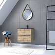 AURLANE - Meuble salle de bain 60x54 -Finition chene naturel + vasque noire + miroir barber-TIMBER 60 - Pack30 - vignette