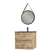 AURLANE - Meuble salle de bain 60x54 -Finition chene naturel + vasque noire + miroir barber-TIMBER 60 - Pack30 - vignette