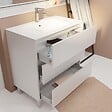 AURLANE - Pack Meuble Salle de Bains 80 cm Laqué Blanc, 3 tiroirs avec Vasque Céramique - XENOS - vignette