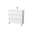 AURLANE - Pack Meuble Salle de Bains 80 cm Laqué Blanc, 3 tiroirs avec Vasque Céramique - XENOS - vignette