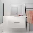 AURLANE - Meuble de Salle de Bains 60cm Suspendu Blanc 2 Tiroirs - Vasque Blanche - ELEMENTARY - vignette
