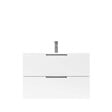 AURLANE - Meuble de Salle de Bains 60cm Suspendu Blanc 2 Tiroirs - Vasque Blanche - ELEMENTARY - vignette