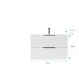 AURLANE - Meuble de Salle de Bains 60cm Suspendu Blanc 2 Tiroirs - Vasque Blanche - ELEMENTARY - vignette