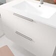 AURLANE - Meuble de Salle de Bains 60cm Suspendu Blanc 2 Tiroirs - Vasque Blanche - ELEMENTARY - vignette