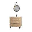 AURLANE - Pack Meuble SDB 80cm sur pieds 3 tiroirs Chene_Vasque blanche + Miroir Barber - TIMBER 80_Pack48 - vignette