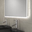 AURLANE - Meuble salle de bains 120cm Chêne et noir, Vasques carrées et Miroir Led 120x70 - OMEGA - vignette