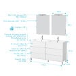 AURLANE - Meuble Salle de Bains 120 cm Laqué Blanc 6 Tiroirs, Vasque, Miroirs 60x80 et Réglettes Led - XENOS - vignette