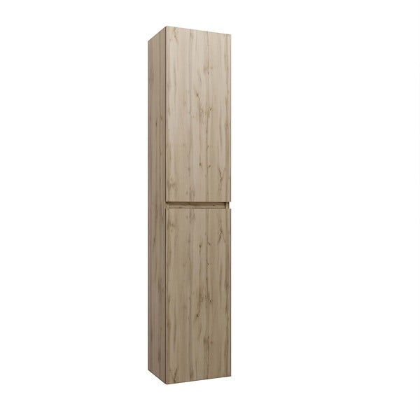 AURLANE - Meuble colonne pour salle de bains 2 portes finition chêne Naturel - 30x25x150 - TIMBER - large