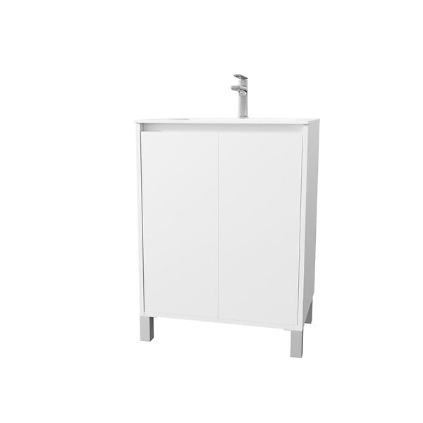 AURLANE - Pack Meuble Salle de Bains 60cm Laqué Blanc 2 portes avec Vasque Céramique Blanche - XENOS - large