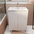 AURLANE - Pack Meuble Salle de Bains 60cm Laqué Blanc 2 portes avec Vasque Céramique Blanche - XENOS - vignette