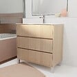AURLANE - Pack Meuble Salle de Bains 80 cm Chêne Clair, 3 tiroirs avec Vasque Céramique - XENOS - vignette