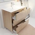 AURLANE - Pack Meuble Salle de Bains 80 cm Chêne Clair, 3 tiroirs avec Vasque Céramique - XENOS - vignette
