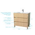AURLANE - Pack Meuble Salle de Bains 80 cm Chêne Clair, 3 tiroirs avec Vasque Céramique - XENOS - vignette
