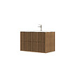 AURLANE - Meuble Salle de Bains 80cm 2 Tiroirs Décor Chêne et Noir Cranté - Vasque Blanche Mate - YUKI - vignette
