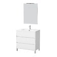 AURLANE - Pack Meuble Salle de Bains 80cm Blanc 3 Tiroirs, Vasque, Miroir 60x80 et réglette Led - XENOS - vignette