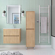 AURLANE - Colonne de rangement Chêne Clair sur Pieds - Hauteur 160 cm - 2 Portes - XENOS - vignette