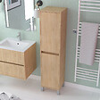 AURLANE - Colonne de rangement Chêne Clair sur Pieds - Hauteur 160 cm - 2 Portes - XENOS - vignette