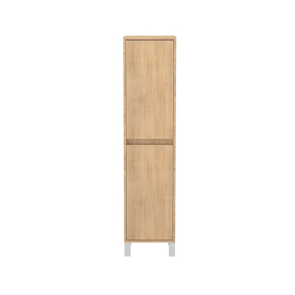 AURLANE - Colonne de rangement Chêne Clair sur Pieds - Hauteur 160 cm - 2 Portes - XENOS - large