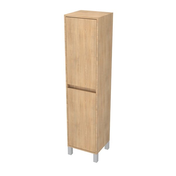 AURLANE - Colonne de rangement Chêne Clair sur Pieds - Hauteur 160 cm - 2 Portes - XENOS - large