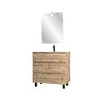 AURLANE - Pack Meuble SDB 80cm sur pieds 3 tiroirs Chene_Vasque blanche + Miroir Led - TIMBER 80_Pack47 - vignette