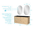 AURLANE - Meuble Salle de Bains 120cm 4 Tiroirs Chêne Naturel + Vasque Noire et Miroirs Ovales - vignette