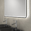 AURLANE - Meuble salle de bains 120cm Chêne et noir, Vasques rectangulaires et Miroir Black Led 120x70 - OMEGA - vignette