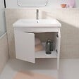 AURLANE - Meuble de salle de bains 60cm a Suspendre Blanc - 2 Portes - Vasque Blanche - ELEMENTARY - vignette