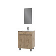 AURLANE - Meuble salle de bain 60x80 - Finition chene naturel - vasque blanche + miroir Led - TIMBER 60 - vignette