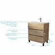 AURLANE - Meuble de salle de bains 70 cm TIMBER - Décor Chêne Naturel 3 tiroirs avec Vasque blanche - vignette