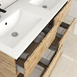 AURLANE - Meuble de salle de bains 120cm 4 Tiroirs_Chêne Naturel + Vasque céramique blanche - TIMBER 120 - vignette