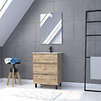 AURLANE - Pack Meuble SDB 60cm sur pieds 3 tiroirs Chene_Vasque blanche + Miroir Led - TIMBER 60_Pack41 - vignette