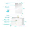 AURLANE - Meuble Salle de Bains 80cm Laqué Blanc et Or Doré à Tiroirs avec Vasque - Miroir & Applique Led - vignette